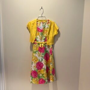 Bonnie Jean Girls’ Floral Belted Dress with Sweater